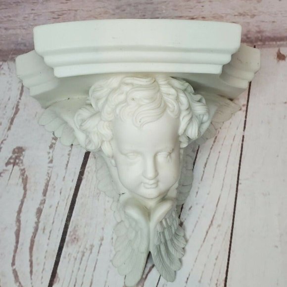 Ceramic Porcelain Cherub Angel Face Sconce Mantle - Picture 1 of 12